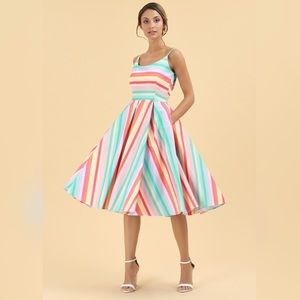 priscilla candy stripe midi dress